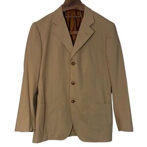 ETRO Mens Beige Tan Cotton 3 Button Blazer Sport Coat Double Vent Career City 50